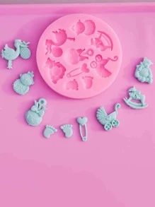 1 molde de diseño de dibujos animados, molde de chocolate redondo rosa de dibujos animados para hornear fondant con formas de lazo para decoración de pasteles, adornos para magdalenas, dulces, pasta de goma rosa - Rosa - Ver 6
