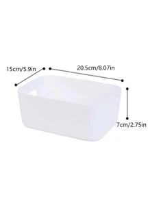 1 PC PP Để Bàn Hộp Lưu Trữ, Tối Giản Màu Trắng Hình Chữ Nhật Để Bàn Tổ Chức Cho Vanity, Tủ Áo, Quầy Phòng Tắm - trắng - Xem 2