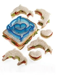 1pc Reusable Plastic Sandwich Breakfast Cutter Mould,Creative Blue Dolphin Shaped Cookie Biscuits Kitchen Mold,For Children