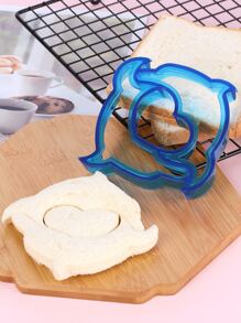 1pc Reusable Plastic Sandwich Breakfast Cutter Mould,Creative Blue Dolphin Shaped Cookie Biscuits Kitchen Mold,For Children