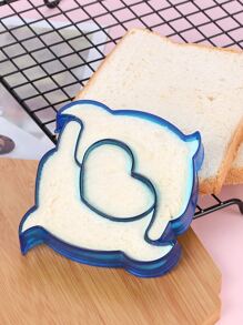1pc Reusable Plastic Sandwich Breakfast Cutter Mould,Creative Blue Dolphin Shaped Cookie Biscuits Kitchen Mold,For Children