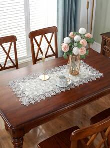 1入組花朵刺繡蕾絲餐墊