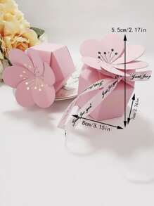 5 cái Hộp đóng gói thiết kế hoa, Hộp trang trí hoa & nơ hiện đại Hộp gói kẹo cho đám cưới - Hồng - Xem 4