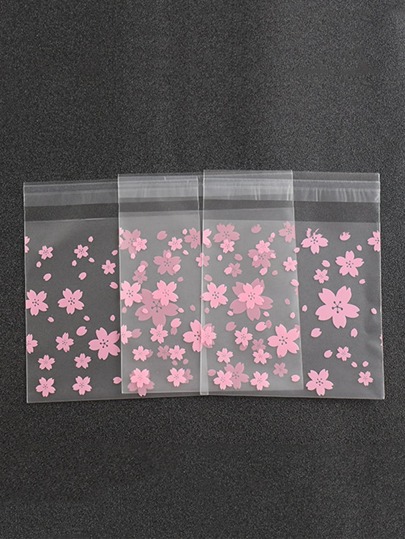 100pcs Flower Print Packaging Bag School Supplies Food Bag Food Box Suitable For Candy Chocolate Cookies Etc.
