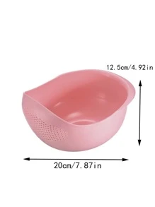 1入組塑料瀝水籃廚房用極簡粉色水果和蔬菜洗滌籃 - 藕粉色 - 查看 2