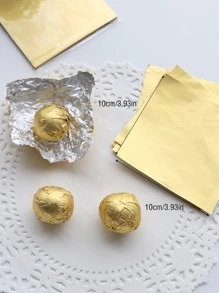 100 件巧克力包装铝箔，金色巧克力球包装铝纸用于烘焙学校用品食品袋食品盒适用于糖果巧克力饼干等。 - 金色 - 查看 2
