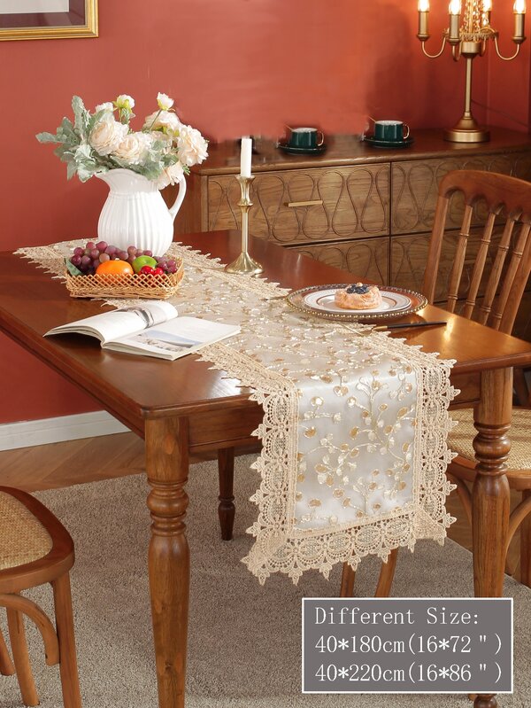 Sequin Decor Guipure Lace Trim Table Runner SHEIN USA