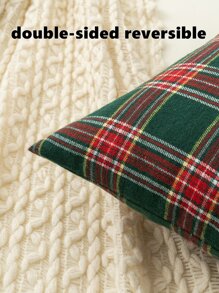 1pc Christmas Plaid Brushed Pillow Case, Suitable For Holiday Home Decor - Multicolor - View 5