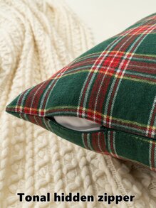 1pc Christmas Plaid Brushed Pillow Case, Suitable For Holiday Home Decor - Multicolor - View 7