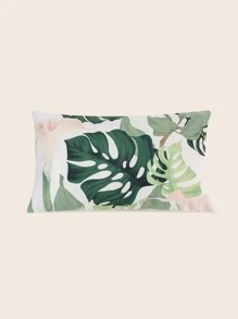 Leaf Print Lumbar Pillowcase Without Filler - Multicolor - View 1