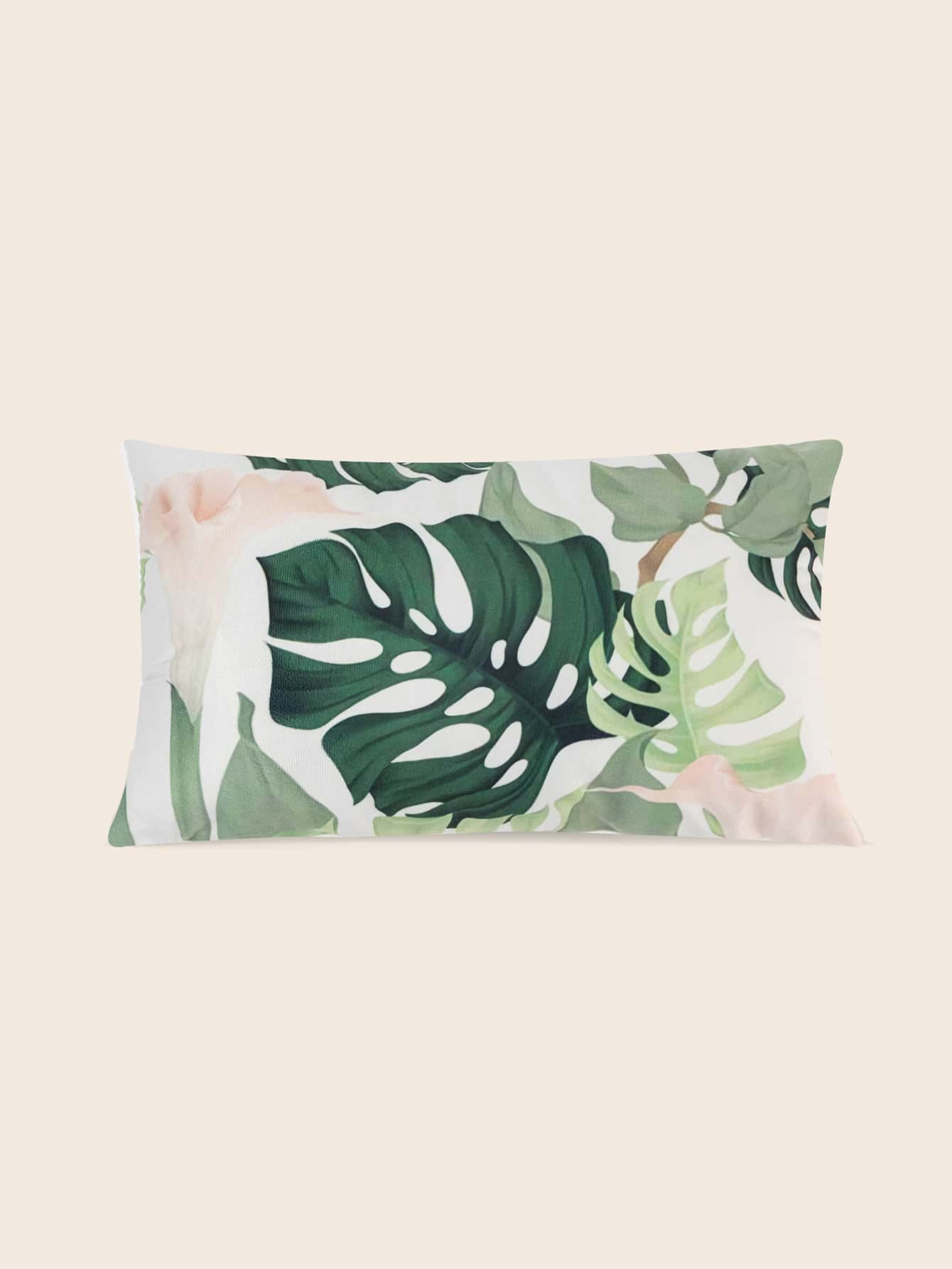 Leaf Print Lumbar Pillowcase Without Filler - Multicolor - View 1