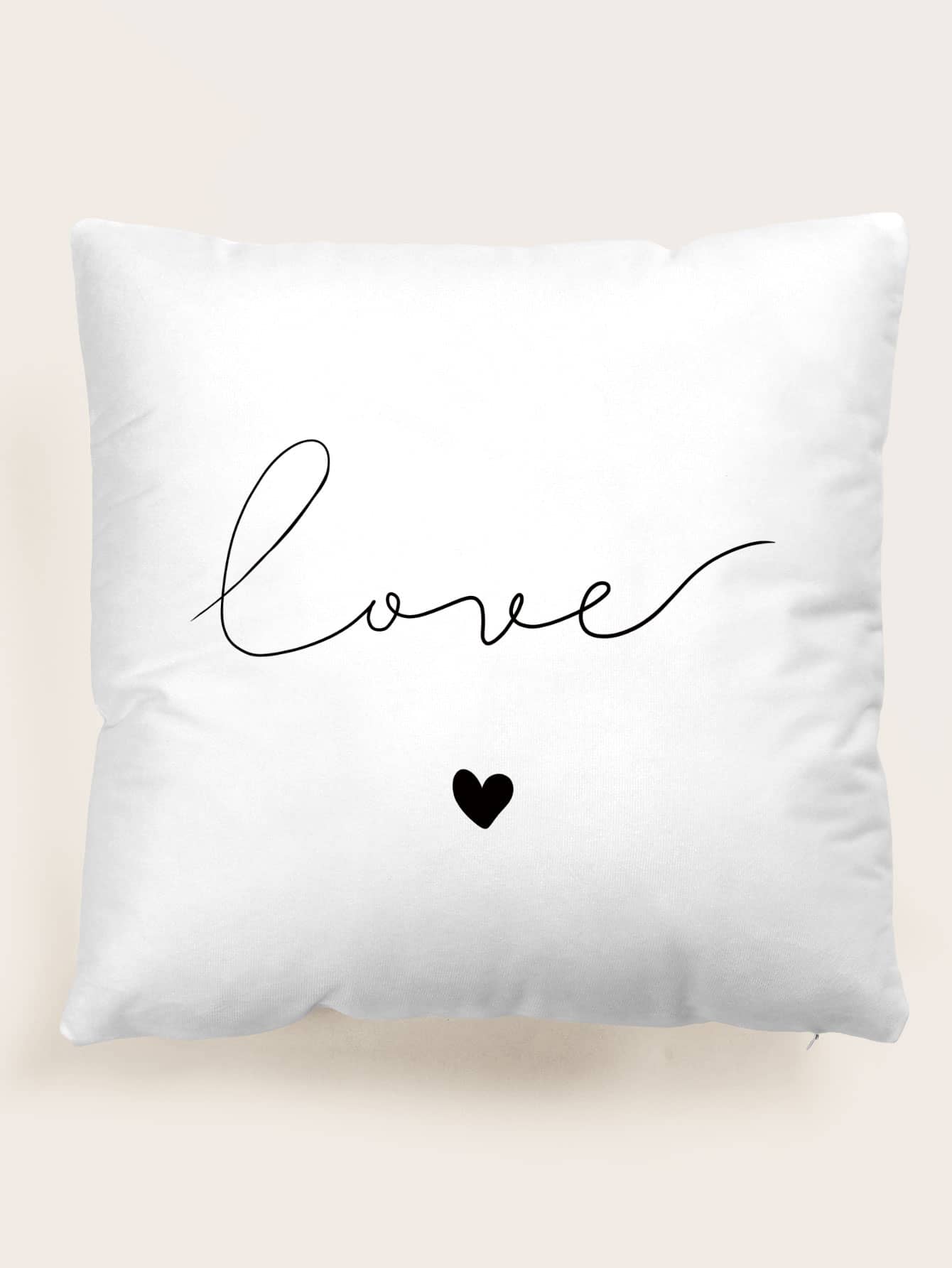 Letter Graphic Cushion Cover Without Filler, Simple Throw Pillow Case For Sofa - Black and White - View 1