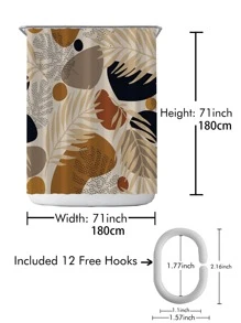 Cortina de ducha con estampado de hoja - Multicolor - Ver 2