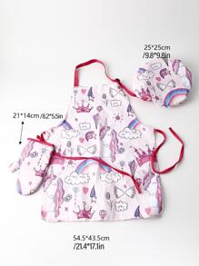 3 chiếc tạp dề in hình kỳ lân & mũ nướng & găng tay lò nướng, nhà bếp, phòng tắm, gia đình, nhà cung cấp đồ gia dụng - Nhiều màu - Xem 2