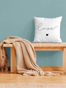 Letter Graphic Cushion Cover Without Filler, Simple Throw Pillow Case For Sofa - Black and White - View 7