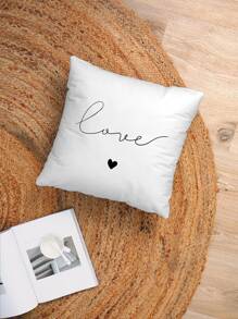 Letter Graphic Cushion Cover Without Filler, Simple Throw Pillow Case For Sofa - Black and White - View 8