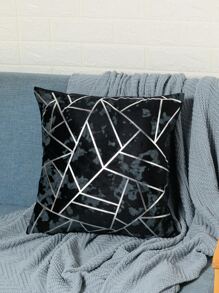 1pc Ultra-Soft Hot Stamping Silver Process Geometric Pattern Geometric Cushion Cover, Suitable For Living Room, Living Room Sofa, Bedroom, Home Decoration, No Pillow Core - Multicolor - View 3