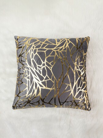1 styck hantverkssammet och chenille enkelt guldtryckt kuddfodral för soffdekoration (prydnadskudde)