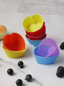 1 Hình Trái Tim Ngẫu Nhiên Khuôn Cupcake, Thiết Kế Hình Trái Tim Hiện Đại Khuôn Silicon Muffin Nướng Bánh - Nhiều màu - Xem 3