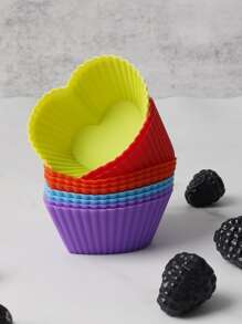 1 Hình Trái Tim Ngẫu Nhiên Khuôn Cupcake, Thiết Kế Hình Trái Tim Hiện Đại Khuôn Silicon Muffin Nướng Bánh - Nhiều màu - Xem 4