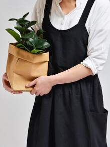 Delantal unicolor con bolsillo - Negro - Ver 3