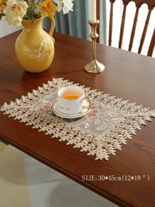 1pc Flower Embroidery Placemat - Multicolor - View 4