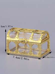 1pc Creative Storage Box, Jewelry Box, Plastic Baking Candy Packaging Box, For Packing Biscuit, Chocolate, Snack, For Wedding, Party - Gold - View 7