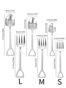 4 piezas Cuchara de pareja de postre, cuchara de pala, cuchara pequeña bonita creativa, cuchara de pala de sandía para comer en el hogar de acero inoxidable - Plateado - Ver 2