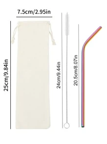 Gaazky Set de 8 pajitas de acero inoxidable, 2 cepillos de limpieza y 1 bolsa de almacenamiento, para cocina, regalo de Navidad, útiles escolares - Multicolor - Ver 2