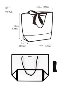 10 piezas Bolsa de regalo de panadería de cocina con diseño de lazo - Blanco y Negro - Ver 4