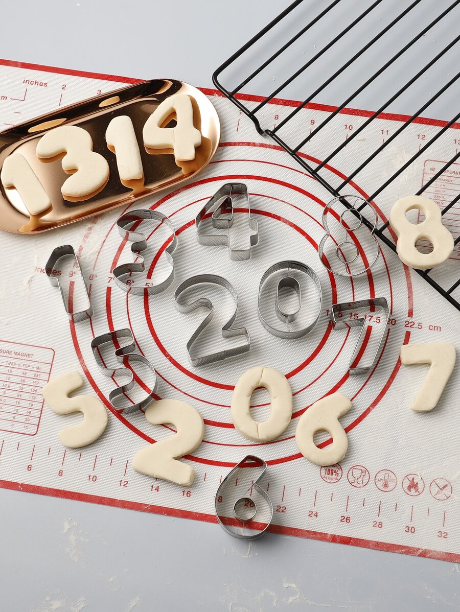 9pcs Number Shaped Cookie Mold - Silver - View 1