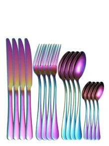 16 piezas Set cubiertos de acero inoxidable - Multicolor - Ver 1
