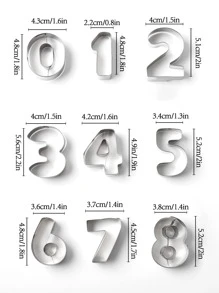 9pcs Number Shaped Cookie Mold - Silver - View 2