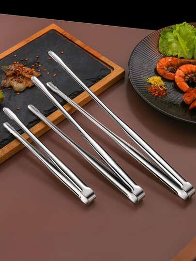 1pc Stainless Steel Food Tongs, Simple Serving Tongs For Kitchen