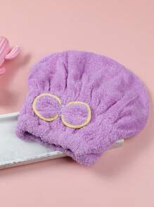 1pc Women Girl's Shower Cap Towel,Bath Hats for Women,Dry Hair Cap,Quick Drying,Soft for Lady Turban Head - Purple - View 3