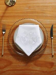 1 pieza Servilleta de poliéster y fibra de bambú, bordada, diseño elegante, decoración de mesa de cocina para cafés, restaurantes, eventos, cenas, fiestas, bodas - Servilleta cuadrada