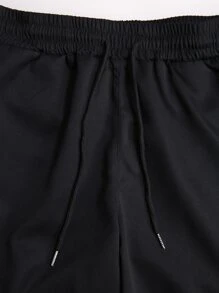 Manfinity Homme 寬鬆男款字母貼片附蓋口袋工人短褲 - 黑色 - 查看 5