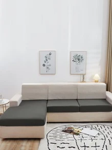 1pc High Elastic Milk Silk Sofa Seat Cushion Cover, Solid Color All Season Universal Modern Minimalist Sofa Pad Cover, Dust-Proof, Washable, Suitable For Living Room, Bedroom, Study, Black, White, Gray - Dark Grey - View 7