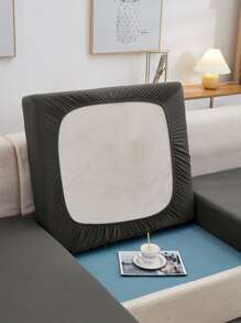 1pc High Elastic Milk Silk Sofa Seat Cushion Cover, Solid Color All Season Universal Modern Minimalist Sofa Pad Cover, Dust-Proof, Washable, Suitable For Living Room, Bedroom, Study, Black, White, Gray - Dark Grey - View 8