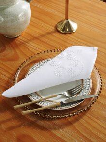 1 pieza Servilleta de poliéster y fibra de bambú, bordada, diseño elegante, decoración de mesa de cocina para cafés, restaurantes, eventos, cenas, fiestas, bodas - Servilleta cuadrada