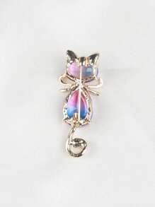 Rhinestone Cat Design Brooch - Multicolor - View 2