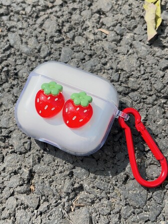Strawberry Decor Clear Case Compatible With Airpods