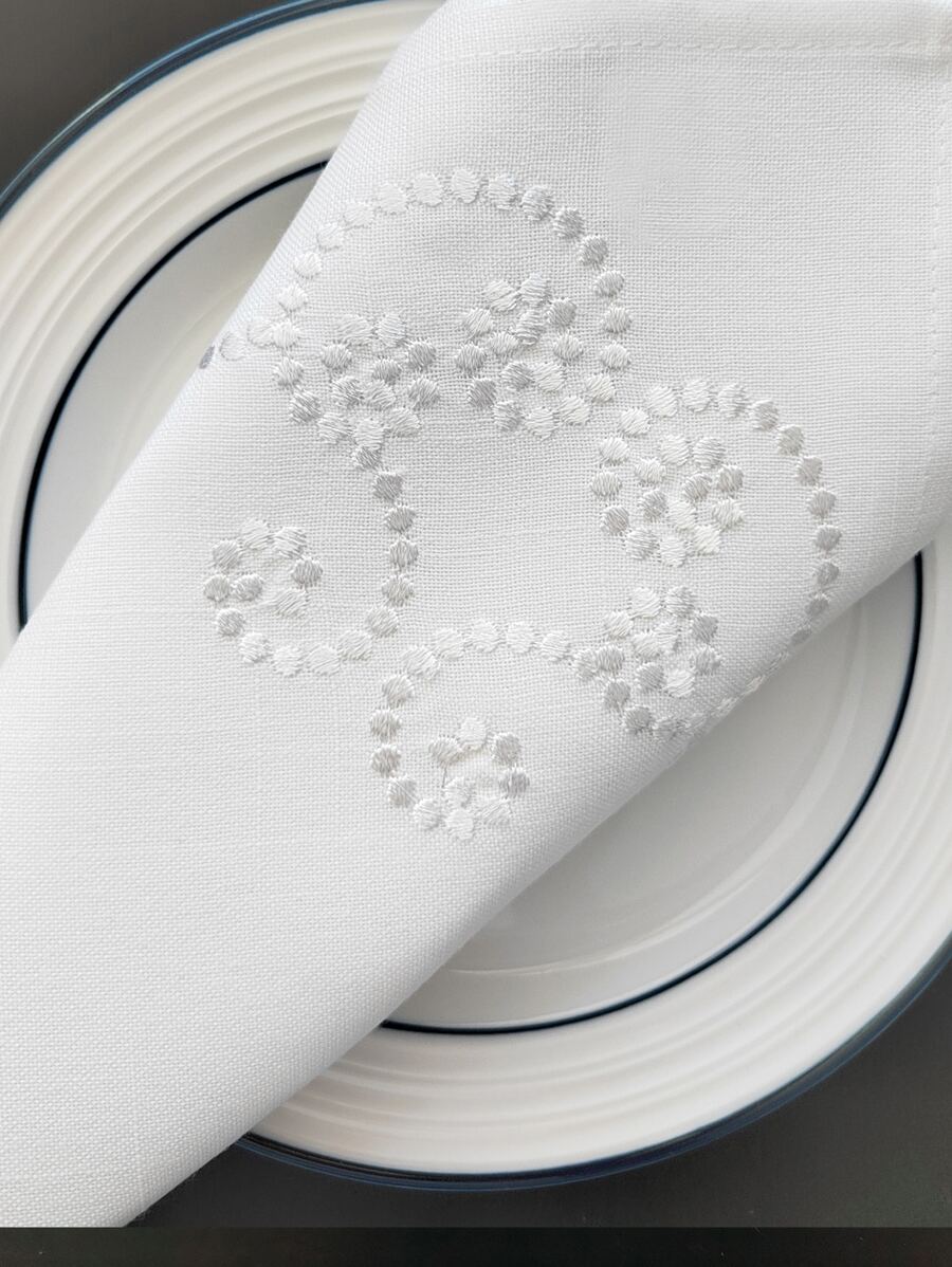 1 pieza Servilleta de poliéster y fibra de bambú, bordada, diseño elegante, decoración de mesa de cocina para cafés, restaurantes, eventos, cenas, fiestas, bodas - Servilleta cuadrada