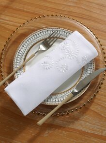 1 pieza Servilleta de poliéster y fibra de bambú, bordada, diseño elegante, decoración de mesa de cocina para cafés, restaurantes, eventos, cenas, fiestas, bodas - Servilleta cuadrada