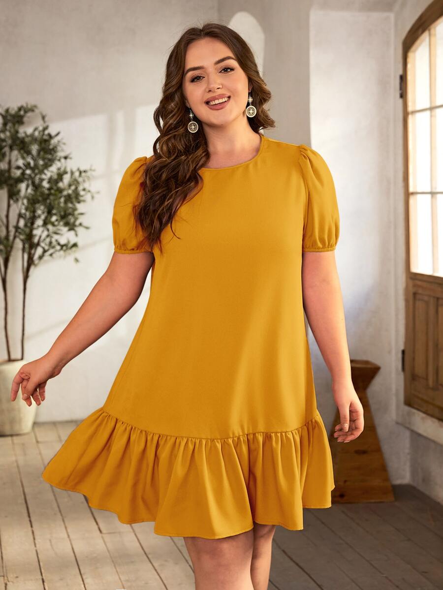 SHEIN Clasi Vestido smock de manga farol bajo con fruncido