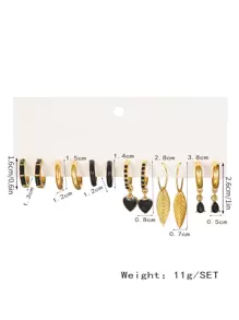 12pcs Heart & Leaf Decor Earrings Valentines,Mom,Mother,Mother's Day,Gift - Multicolor - View 4