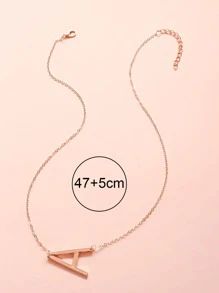 1入組字母和皇冠裝飾項鍊 - 玫瑰金 - 查看 5