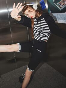 字母圖案騎行褲 - 黑色 - 查看 6