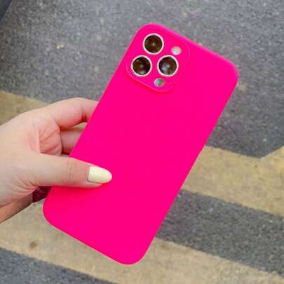 兼容 亮粉色基本款手机壳 兼容 16 粉色霓虹固体硅胶手机壳