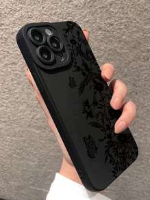 Black Floral Phone Case With Butterfly Patterns Floral Pattern Phone Case Compatible With IPhone 15/15Pro/15Plus/15Promax Waterproof Shockproof Anti-Fall Scratch Resistant Spring Gift,International Version, Not The Domestic Version - Multicolor - View 3
